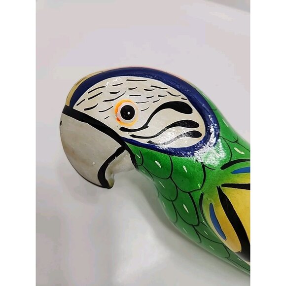 Vintage Hand Painted Ceramic Mexico Folk Art Hanging Parrot 14" - Picture 7 of 9